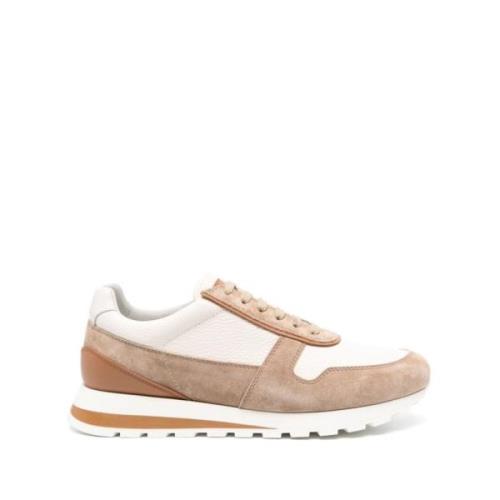 Lys Beige Semsket Panel Sneakers