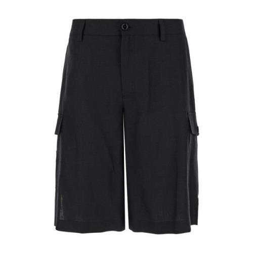 Sort Cargo Bermuda Shorts Høy Midje