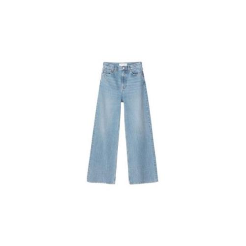 Cropped Høy Midje Wide Leg Jeans