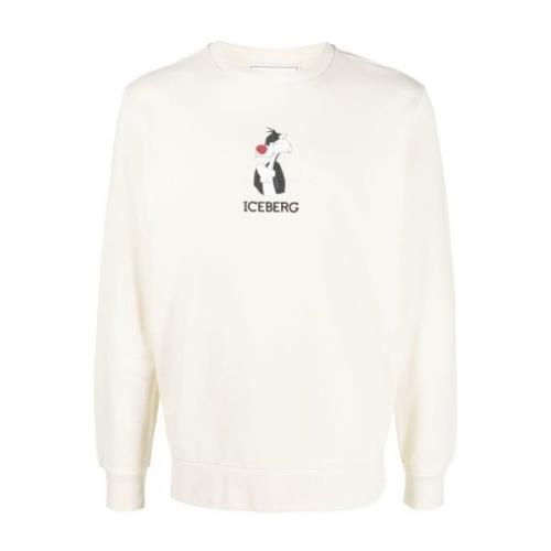 Logo-Print Crew-Neck Sweatshirt Beige