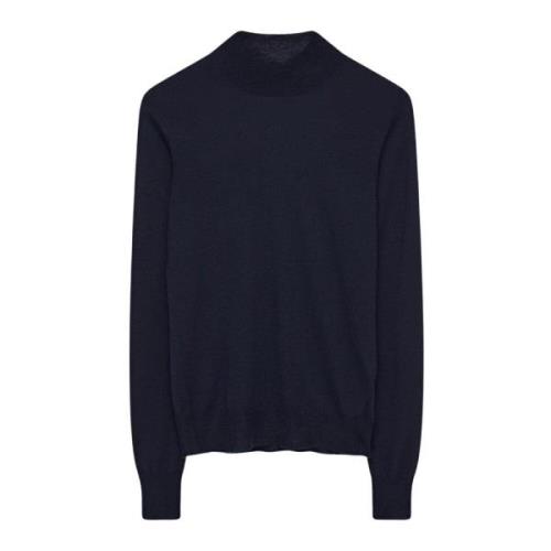 Navy Cashmere High Neck Jumper