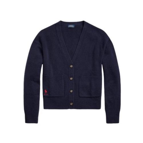 Cashmere Ull Cardigan med Polo Player Broderi