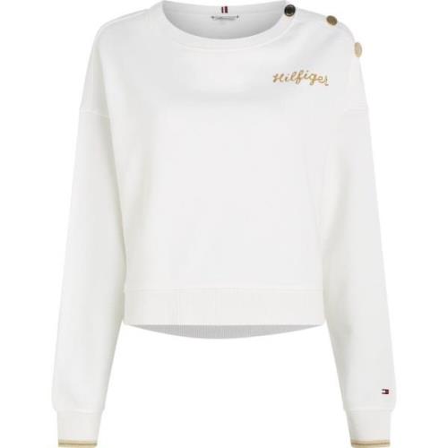 Elegant Sweatshirt med Knapper og Broderi