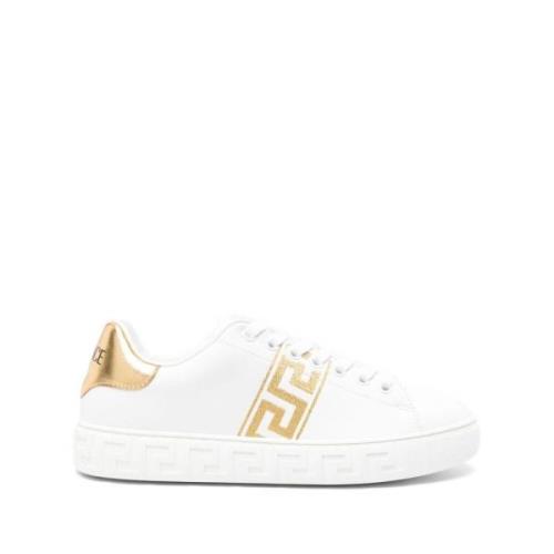 Ivory White Gold Sneakers Greca Brodert