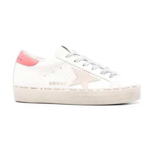 Hvite Skinn Sneakers med Stjerne Patch