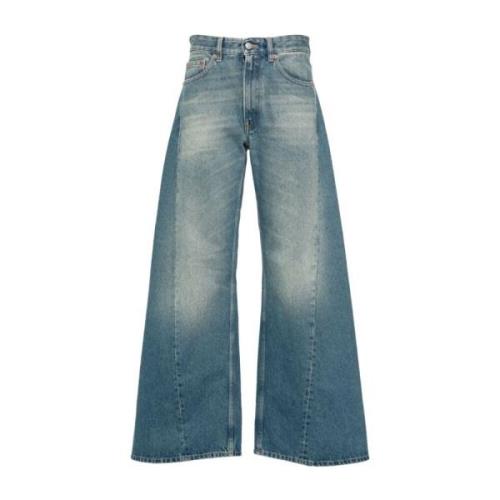 Indigo Blue Wide Leg Denim Jeans