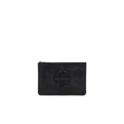 Svart Pebbled Skinn Clutch