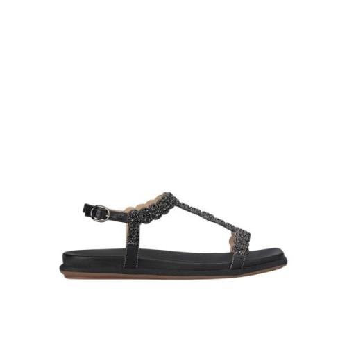 Glitrende flat sandal