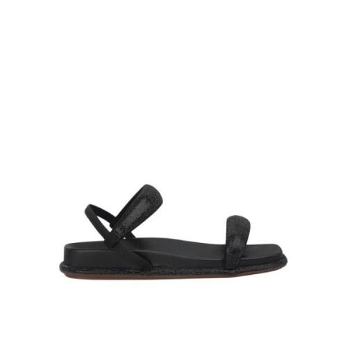 Glitrende flat sandal