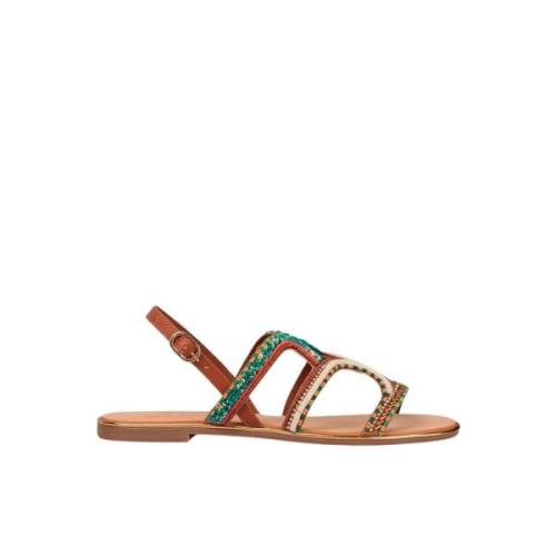 Fargerik perleflat sandal