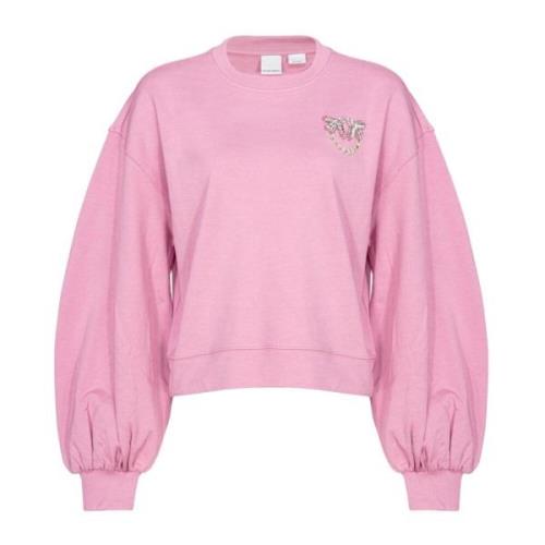 Love Birds Brodert Boxy Sweatshirt Rosa