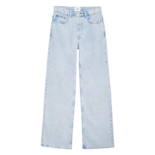 Blå Høy Midje Straight Leg Jeans