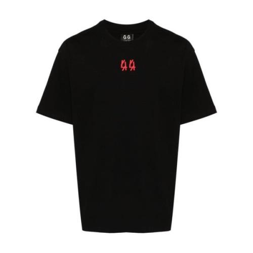 Svart Logo Print Crew Neck T-skjorte