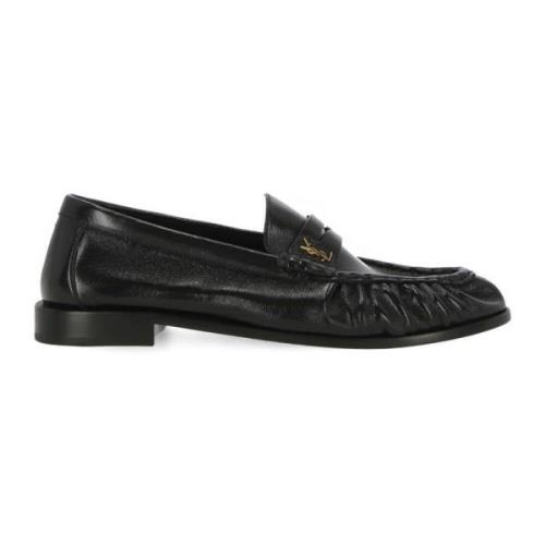 Svart Skinn Loafer Sko Ss22