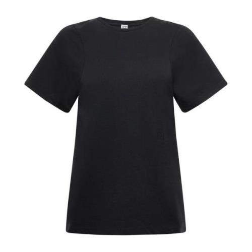 Sort Crew Neck T-skjorte med Flare Ermer