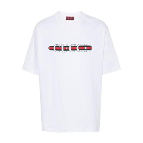 Hvit Logo Print Crew Neck T-skjorte