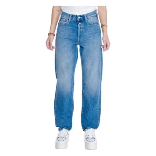 Blå Plain Dame Jeans med Glidelås