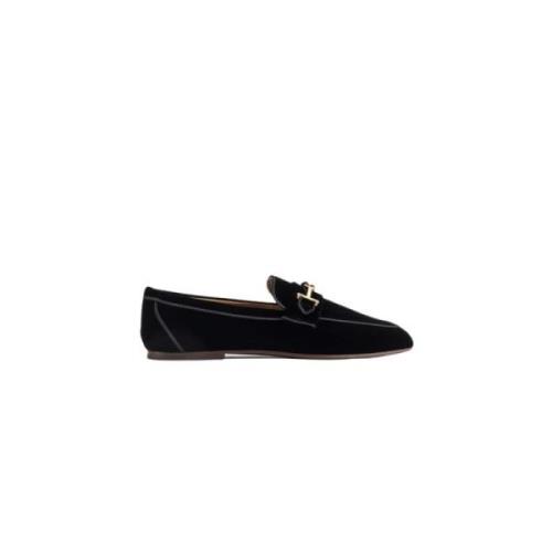 Elegant Svart Velvet Loafer med Kjede