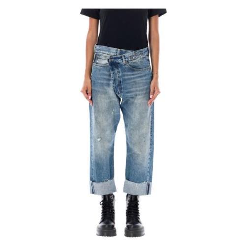 Blå Cross Over Denim Jeans