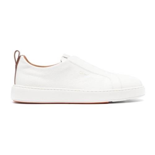 Hvite Skinn Slip-On Sneakers