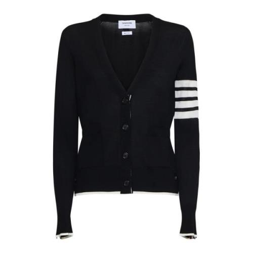 Sort Cardigan Genser med Striper