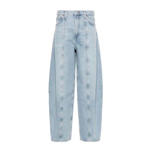 Blå Bomull Tapered Leg Jeans