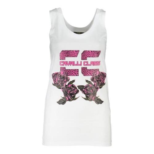 Hvit Bomull Tank Top med Print