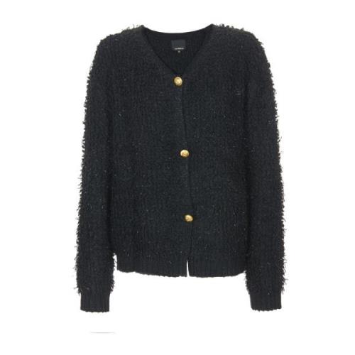 Boucle Strikket Cardigan med Gullknapper