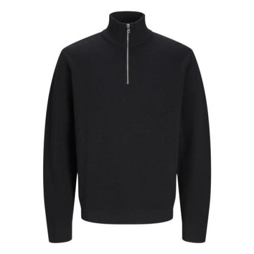 Svart Half Zip Strikkegenser