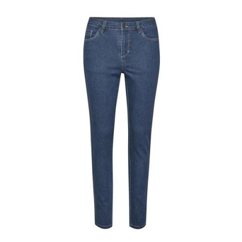 Slim Fit Jeans i Medium Blue Washed Denim