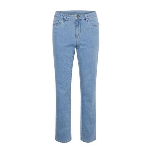 Lys Blå Vasket Denim Straight Jeans