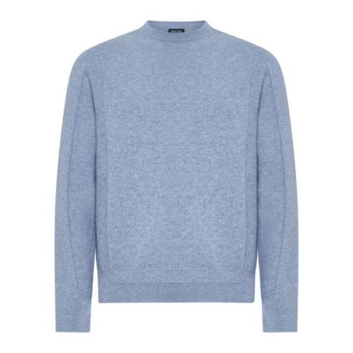 Lysblå Ull Kasjmir Crew Neck Genser