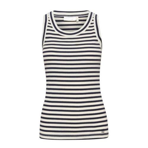 Stripete tanktopp T-skjorte Whisper White/Marine Blue