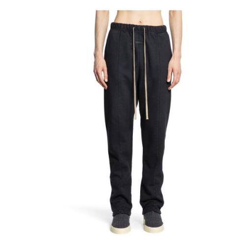 Sort Fleece Sweatpants med Preget Logo