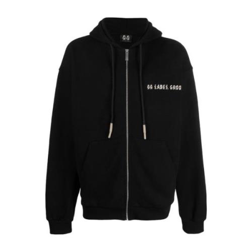 Svart Zip-Up Hoodie med Snøring