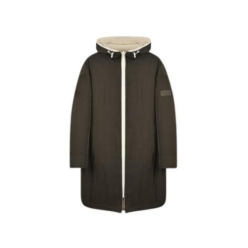 Reversibel Khaki Parka - Teknisk Stoff