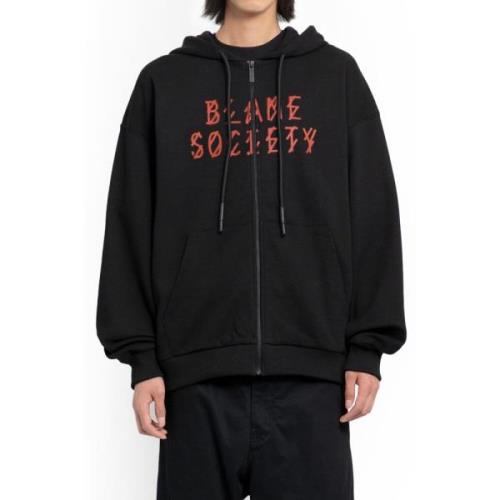 Sort Greed Zip-Up Hettegenser med Blame Society Print