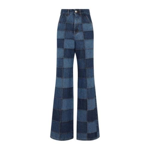 Blå Flared Denim Bukser