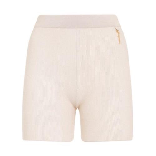 Elegant Nude & Neutrals Elastisk Midje Shorts