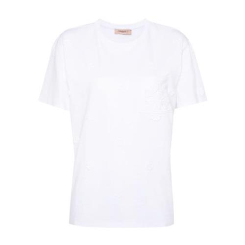 Blomster Patch Crew Neck T-skjorte