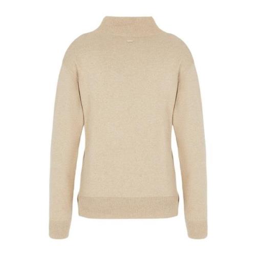 Beige Sweatshirt i ullblanding Mock Neck