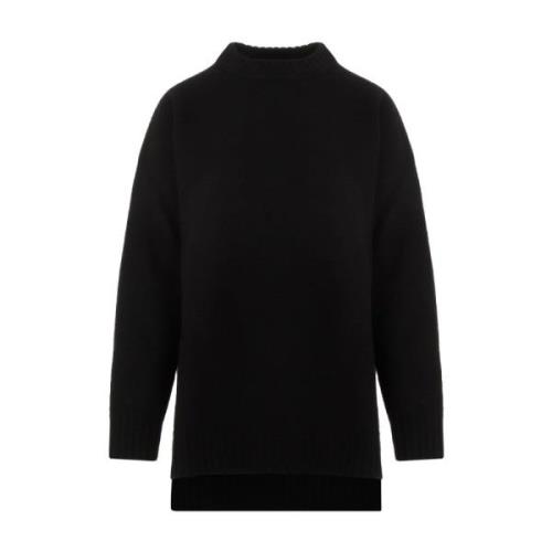 Svart Ull Pullover Sweater