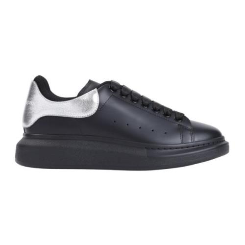 Svarte Skinn Sneakers Stilig Design