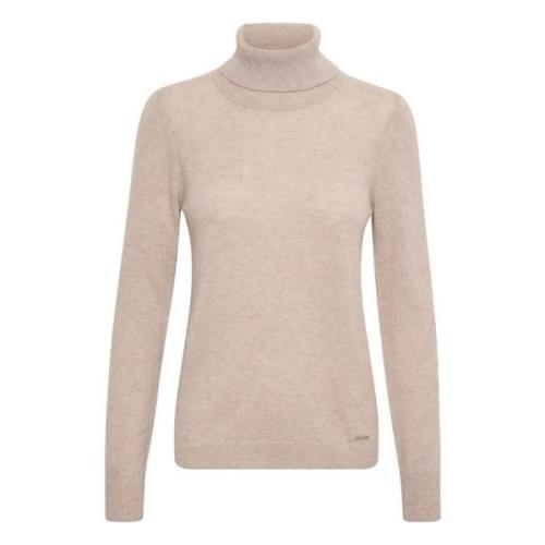 Beige Melert Rollneck Pullover Sweater