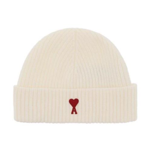 Ribbet ull beanie med logo patch