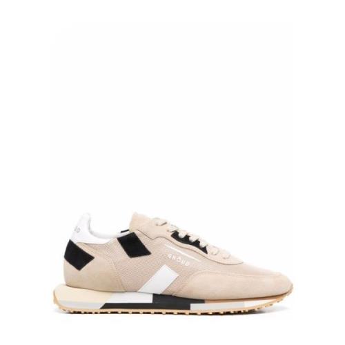 Beige Lær Drop Panel Sneakers