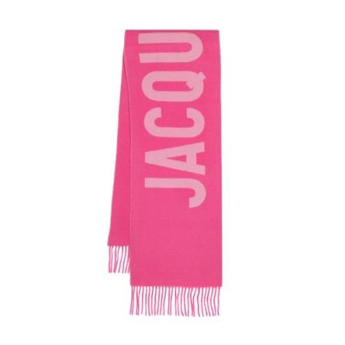 Rosa Ullskjerf med Jacquard Logo