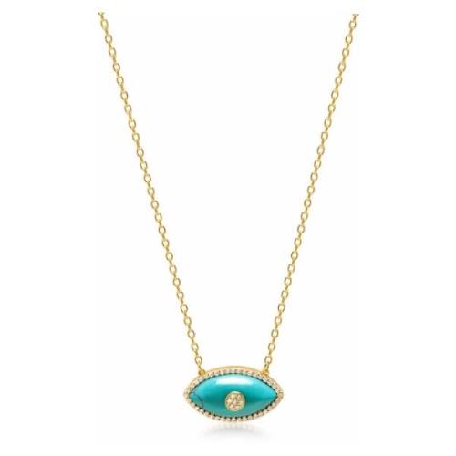 Womens Turquoise Evil Eye Necklace