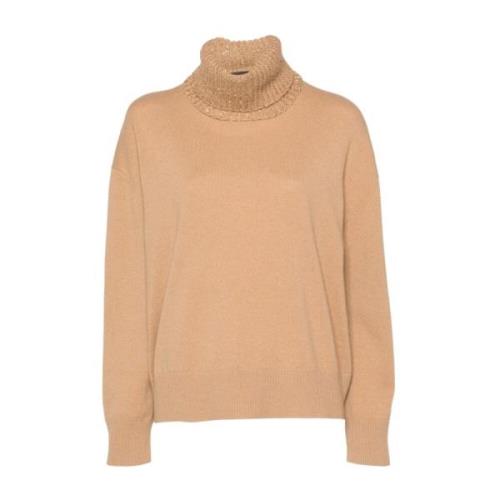 Beige Ullblanding Paljettgenser