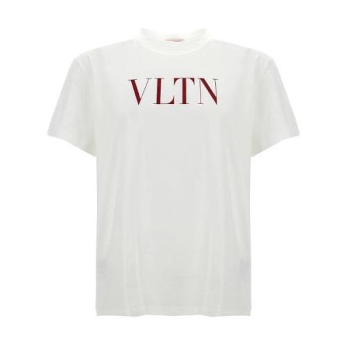 Hvit Vltn Print Crew Neck T-skjorte